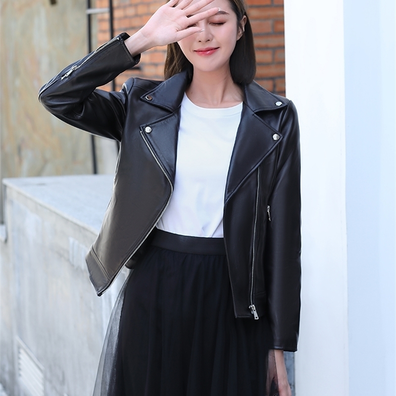 women Genuine leather jacket.soft sheepskin leather jacketfashion slim leather coatquality.wholesales 201030