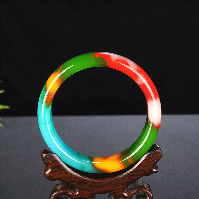 Natural Color Jade Bangle Bracelet Genuine Hand-Carved Charm Jadeite Jewelry Fashion Accessories Amulet for Men Women Lucky Gift LJ201020