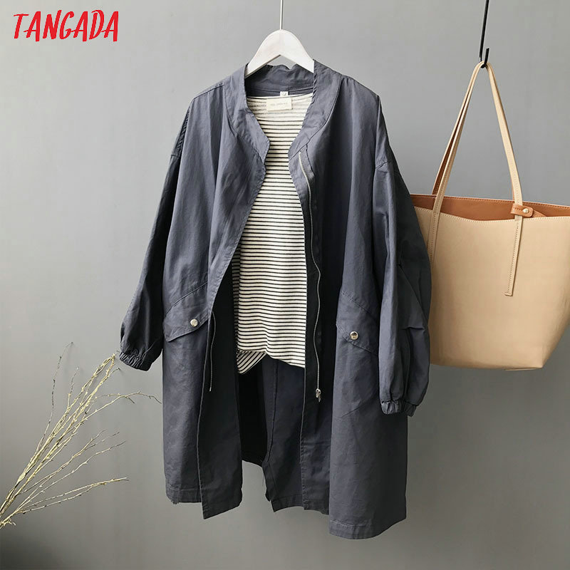 Tangada women oversized boyfriend style trench coat 2020 fashion ladies casual spring tops high quality ASF40 T200810