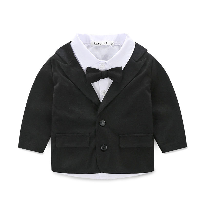 baby boy clothes set toddler boys gentleman bow tie suit 3 pieces kids boys formal suits for birthday party black clothing sets Y1105