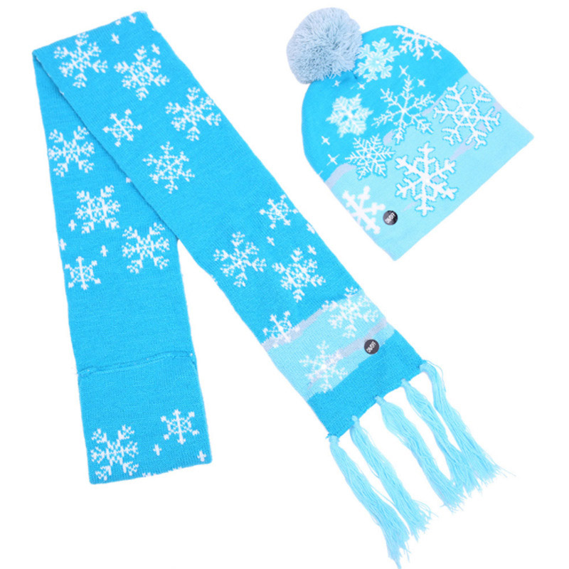 New Christmas Hat Adult Colored Luminous Warm Hat Fashion Christmas LED Illuminated Ski Hat Luminous Scarf