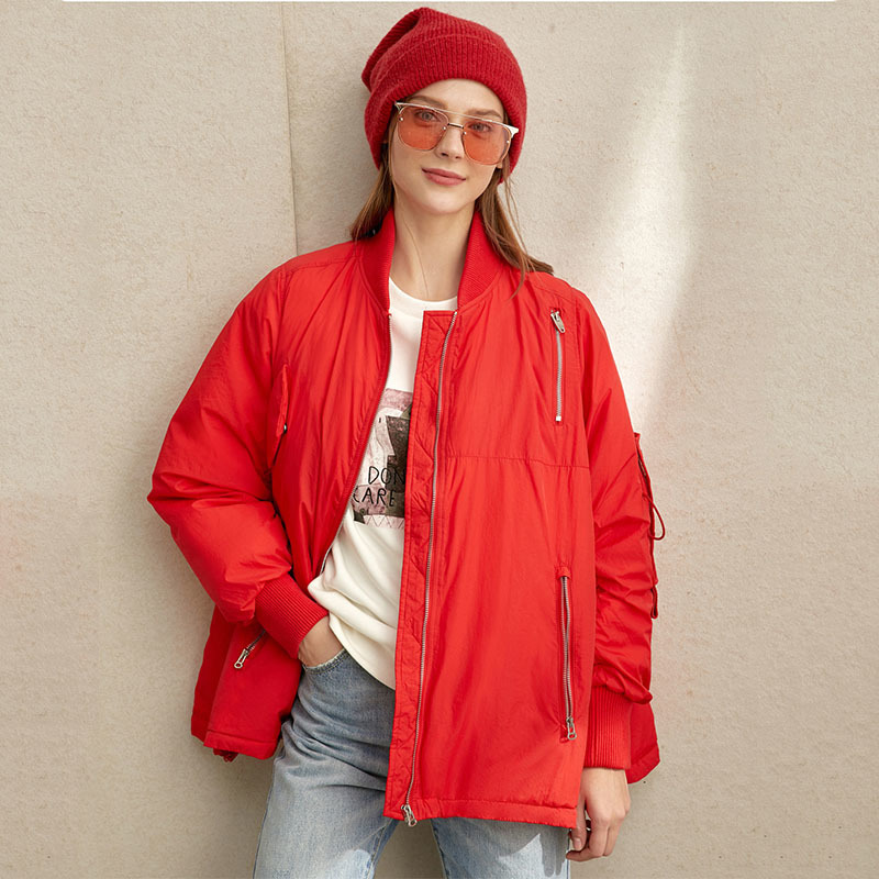 AMII Minimalism Winter Solid Women Down Coat Jacket Fashion 95% Cashmere Content Full Sleeve Loose Shirt Female Coat 11840276 201019