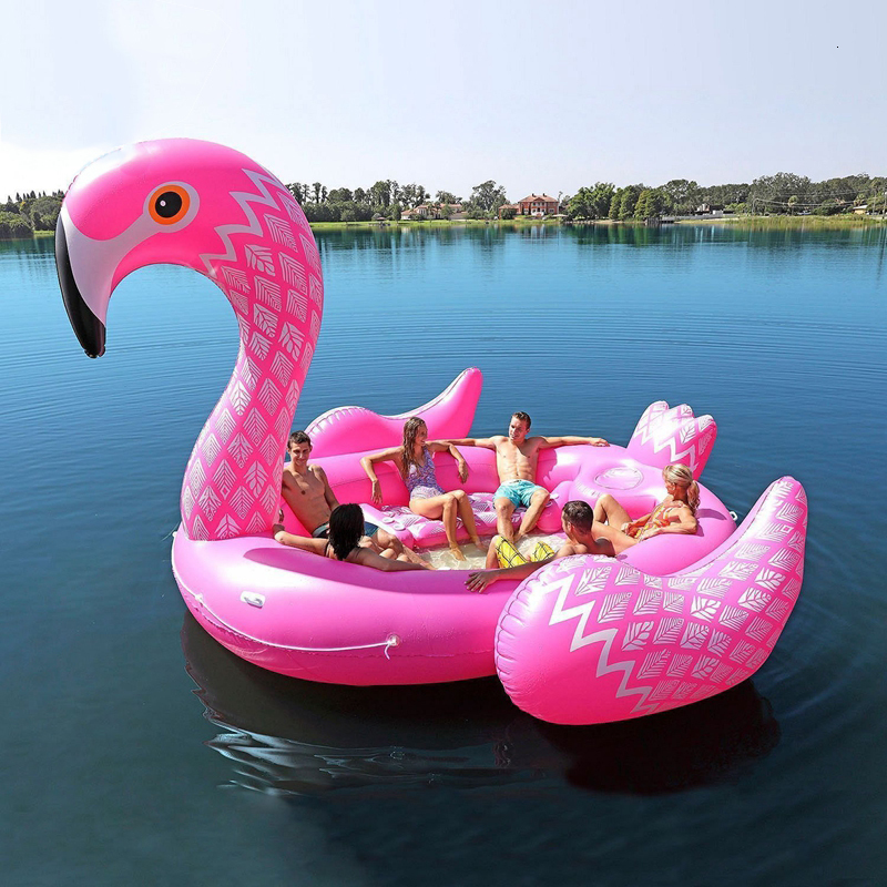 67 Person Inflatable Giant Pink Flamingo Pool Float Large Lake Float Inflatable Float Island Water Toys Pool Fun Raft