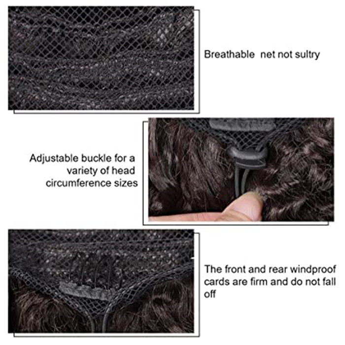 Creative 100% Human wavy ponytail hair extension for black women loose deep wave weave bundles pony tail hairstyle black brown 140g 160g