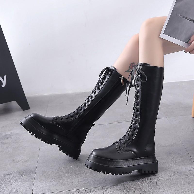 Fashion Black PU Leather Platform Boots Women Autumn Thick Heels Knee High Booties Woman Lace Up Motorcycle Botas Female
Fashion Black PU Leather Platform Boots Women Autumn Thick Heels Knee High Booties Woman Lace Up Motorcycle Botas Female