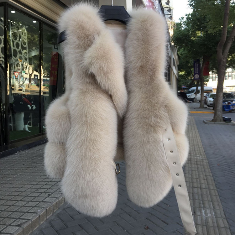 ZDFURS*New Arrival Natural Fur Waistcoat Plus Size Contrast Color Fashion Irregular Full Pelt Fox Fur Vest Woman 201112