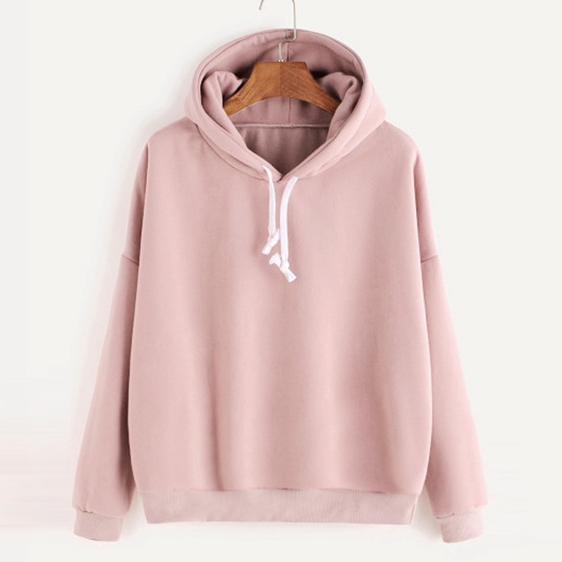 Fashion Women Autumn Hoody Sweatshirt Drawstring Solid Long Sleeve Loose Hoodies Pullover Tops Harajuku Tracksuit sudadera mujer 201102