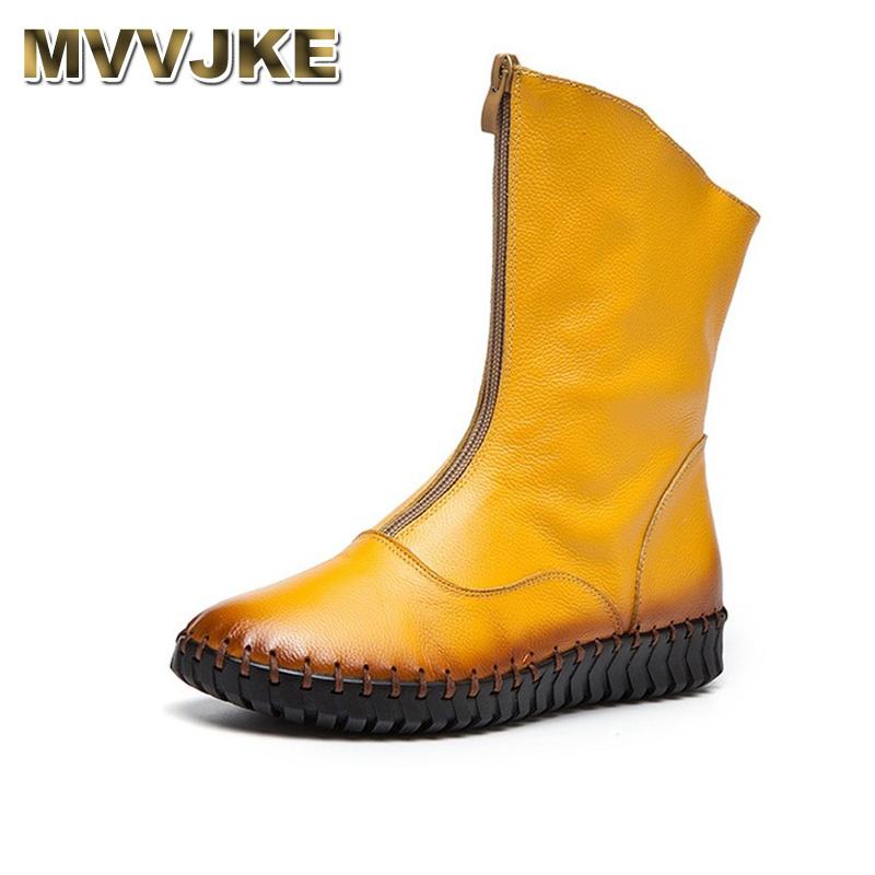 MVVJKE Genuine Leather Women Ankle Boots Soft Round Toe Zip Winter Warm Snow Boots Women Flat Casual Shoes Plus Size 35-43, Black
MVVJKE Genuine Leather Women Ankle Boots Soft Round Toe Zip Winter Warm Snow Boots Women Flat Casual Shoes Plus Size 35-43, Black