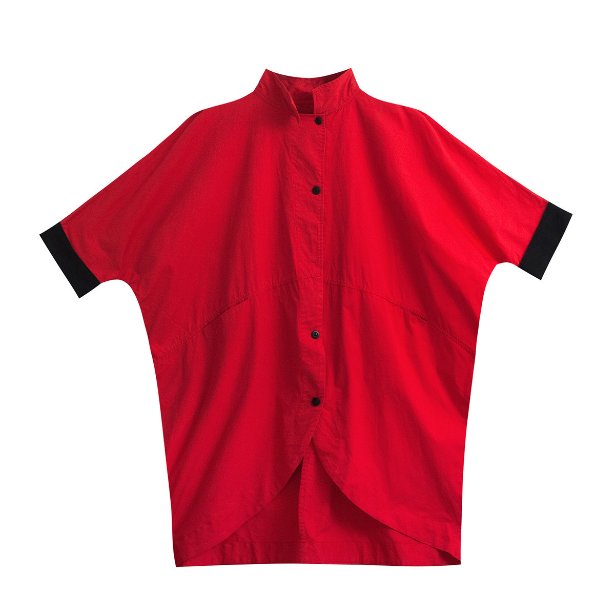 EWQ new spring stand collar batwing sleeves single breasted contrast colors big size jacket female windbreaker WK51207XL 201102