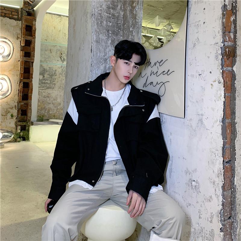 Spring Autumn Male Japan Harajuku Street Dark Black Jacket Outerwear Men Black White Splice Casual Loose Short Coat Overcoat
Spring Autumn Male Japan Harajuku Street Dark Black Jacket Outerwear Men Black White Splice Casual Loose Short Coat Overcoat