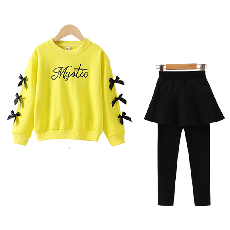 Bear Leader Teenager Girls Sets 2020 Autumn Brand New Fashion children Clothing Bow-knot Collar Shirt Top Casual Pant 4-13Y KidX1019