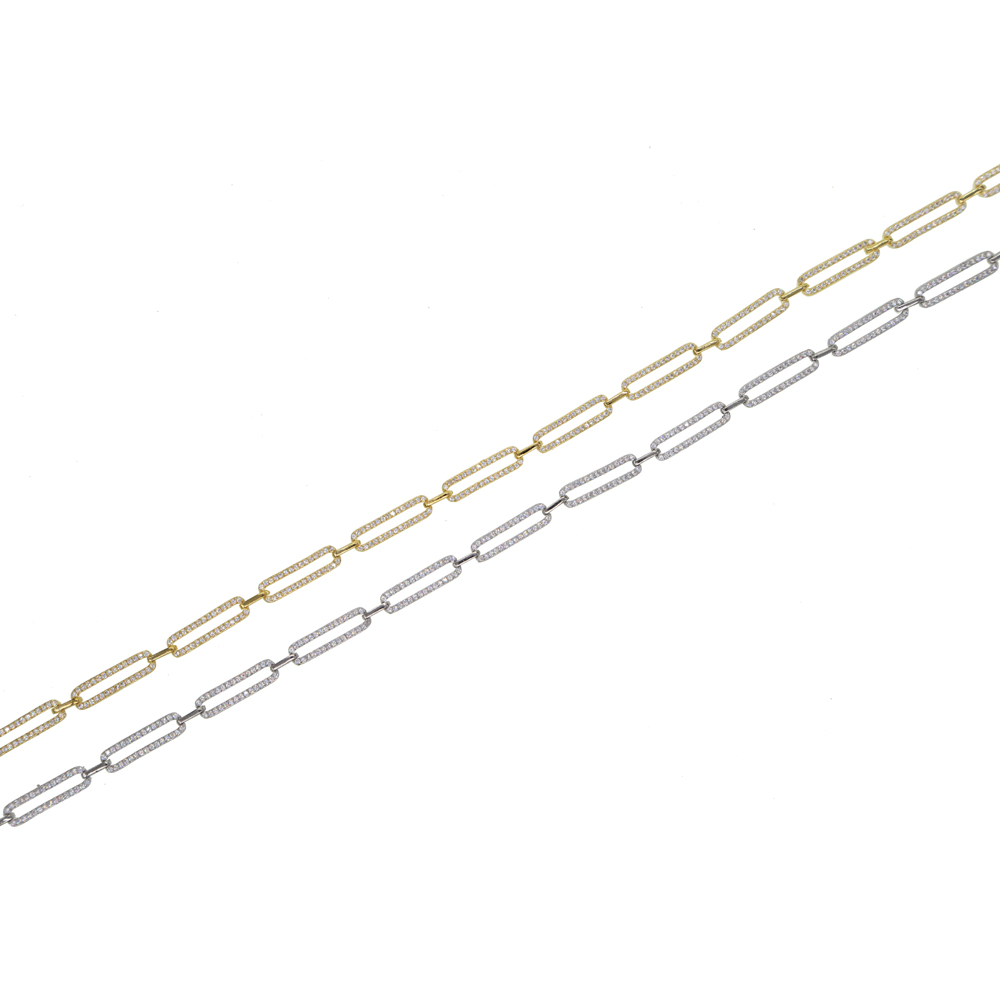 Iced out Pin link charm tennis chain choker necklace for women Gold Rock Hiphop curb cuban chain jewelry