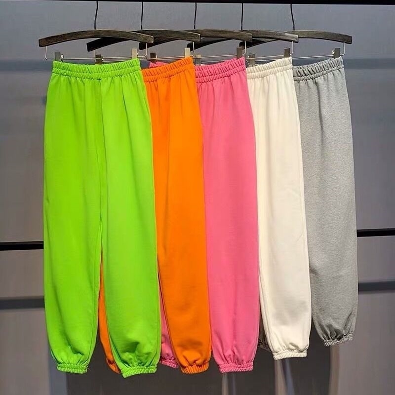 New Korean Candy Color Harem Pants Girl Students Spring Leisure Elastic Waist Loose Sport Pants Women Winter Trousers Sweatpants 201113