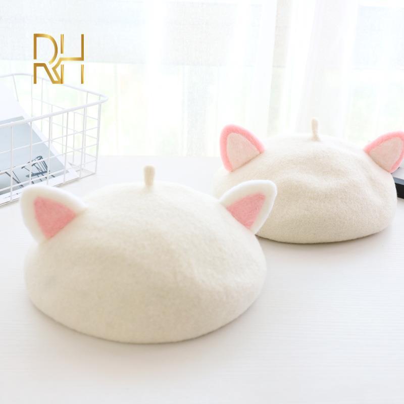 Women's Winter Beret Cap Wool Cute Rabbit Cat Bear Fox ears Blend Casual Warm Painter Hat Handmade Lovely Beret Hat For Girls RH LJ201105, Blue;gray
Women's Winter Beret Cap Wool Cute Rabbit Cat Bear Fox ears Blend Casual Warm Painter Hat Handmade Lovely Beret Hat For Girls RH LJ201105, Blue;gray