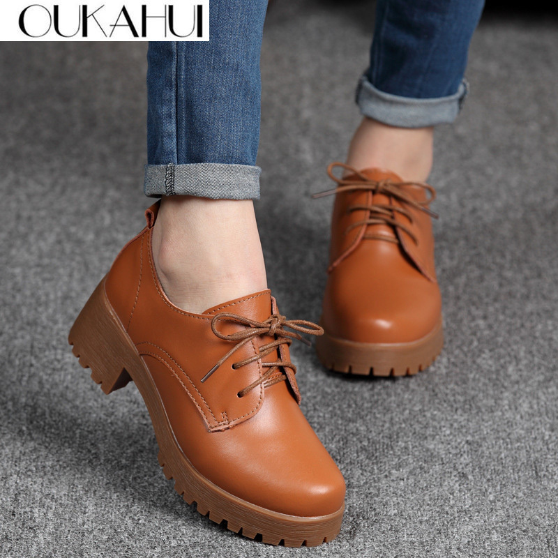 OUKAHUI Spring\Winter British Style Leather Shoes Women Square Heel Flat Platform Shoes Woman Lace-Up Oxford Shoes For Women 1006, Black;white
OUKAHUI Spring\Winter British Style Leather Shoes Women Square Heel Flat Platform Shoes Woman Lace-Up Oxford Shoes For Women 1006, Black;white