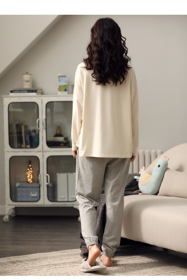 Home wear Long Sleeve autumn winter Pajamas Sets Women solid 100 Cotton Sleepwear Lounge indoor clothing Plus Size 201113