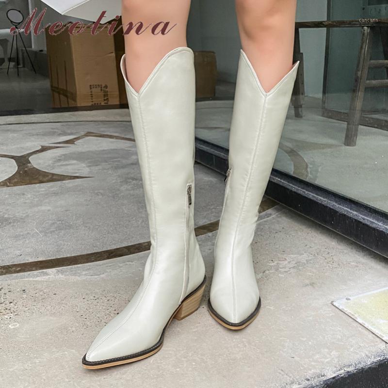Meotina Western Boots Women Shoes Real Leather High Heel Long Boots Pointed Toe Zip Thick Heels Knee High Winter Apricot1, Black
Meotina Western Boots Women Shoes Real Leather High Heel Long Boots Pointed Toe Zip Thick Heels Knee High Winter Apricot1, Black