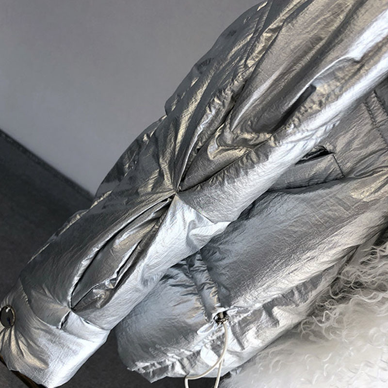 Large Real Fur Collar 2019 Winter Jacket Women 90% White Duck Down Coats Short Loose Parkas Outerwear Waterproof Glossy Jackets T200107