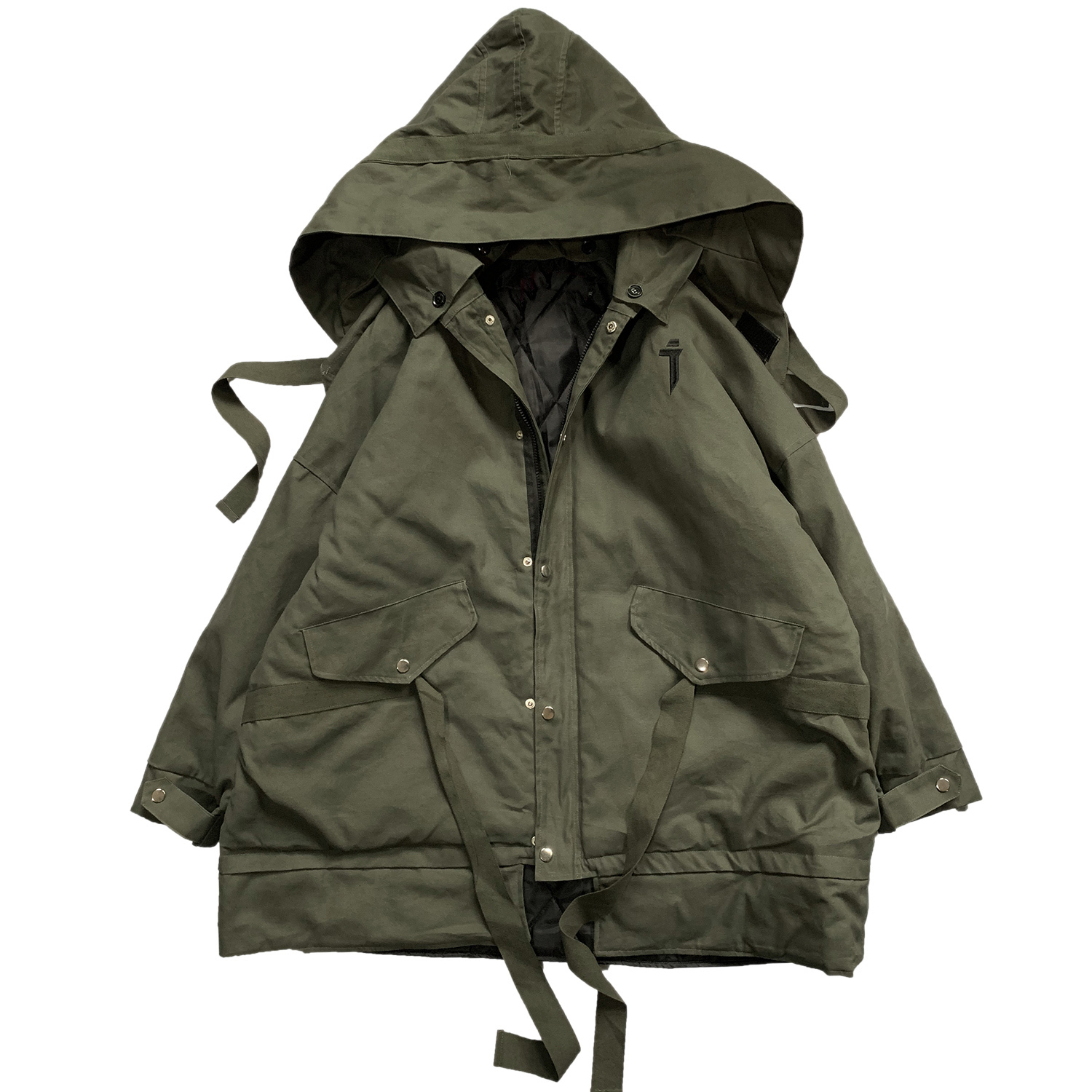 11 BYBB'S DARK Detachable Letter Printed Mens Hooded Parkas Hip Hop Thick Padded Jackets Harajuku Ribbons Windbreaker Streetwear 201214