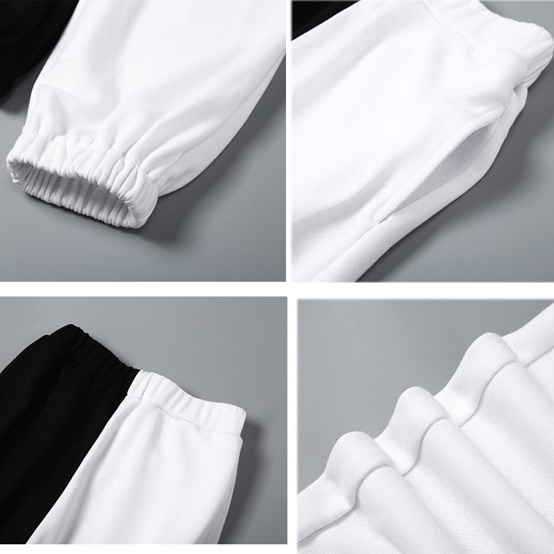 Patchwork Sport Harem Pants Women Loose Casual Sport Streetwear Pants Black and White New Summer High Waist Autumn Winter 201113