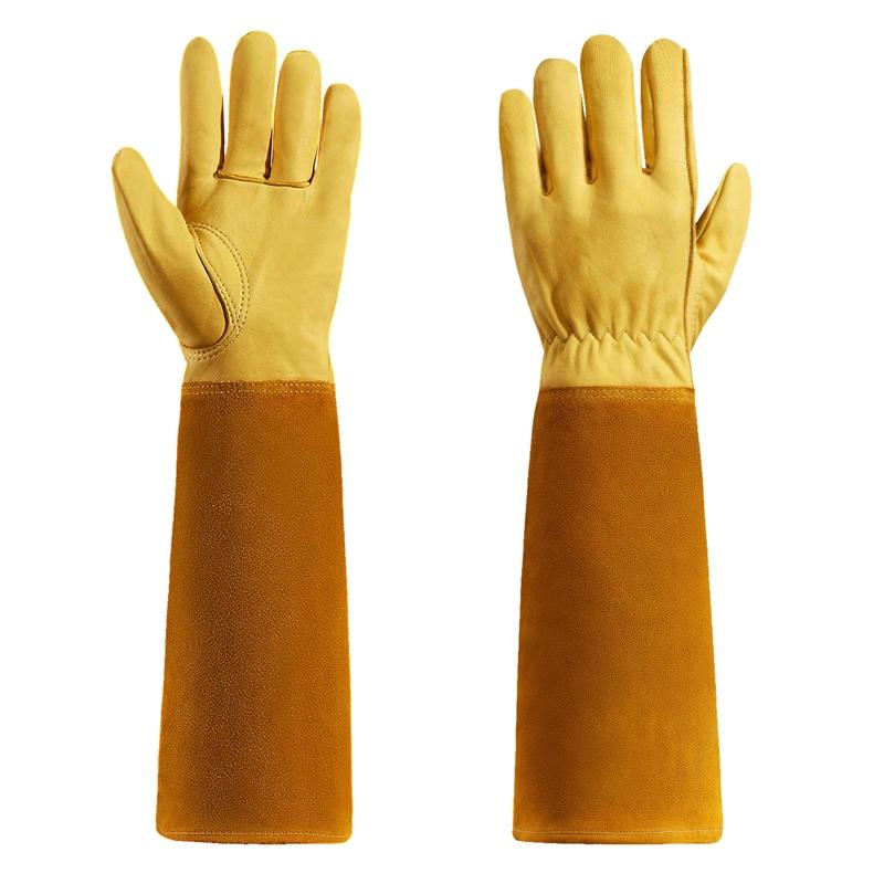 

Gardening Gloves for Women and Men Thron Proof Rose Pruning Goatskin Gloves with Long Forearm Protection Gauntlet