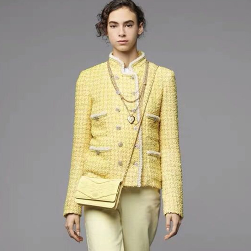 High Quality Runway Women Tweed Jacket Autumn Office Ladies Double Breasted Crystal Buttons Kpop Yellow Plaid Jackets Coat 201014, Pic color
High Quality Runway Women Tweed Jacket Autumn Office Ladies Double Breasted Crystal Buttons Kpop Yellow Plaid Jackets Coat 201014, Pic color