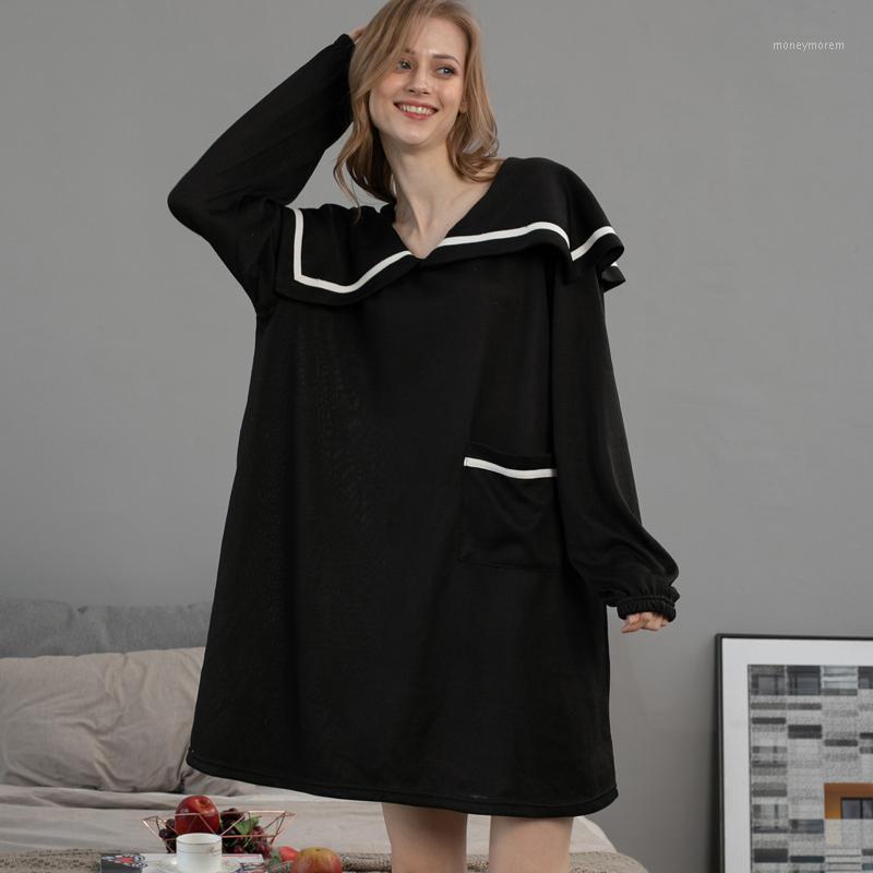 Women Sleepwear Loose Nightdress V-neck Solid Color Long-sleeved Fashion Soft Casual Homewear Nightwear mujer invierno1, Black
Women Sleepwear Loose Nightdress V-neck Solid Color Long-sleeved Fashion Soft Casual Homewear Nightwear mujer invierno1, Black