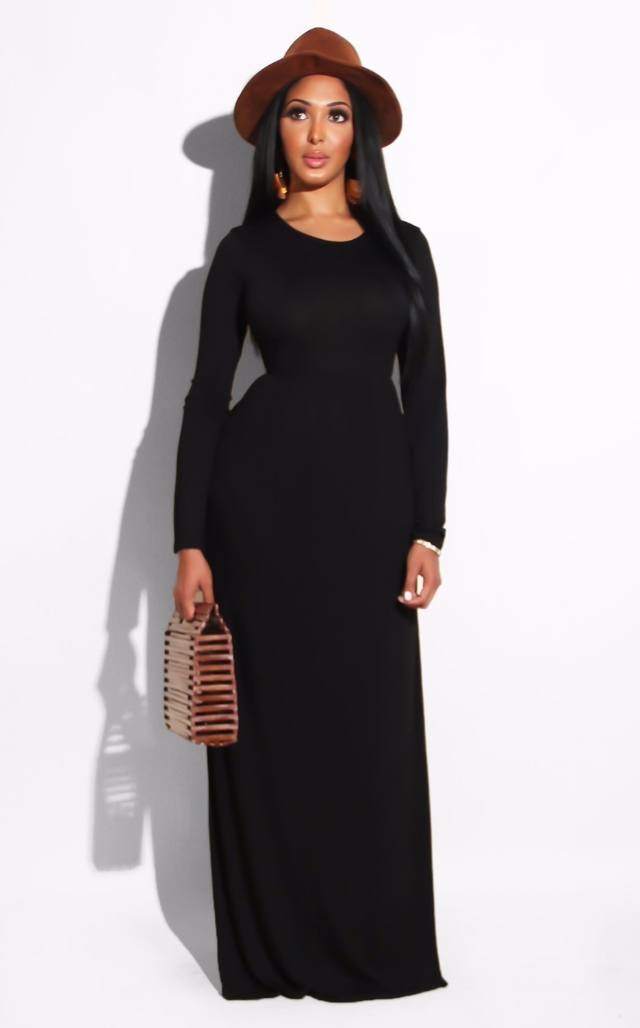 High Quality Autumn Winter Casual Women Maxi Dress Long Sleeve Patchwork Loose Dress Pocket Solid Color Elegant Women Robe T200320
