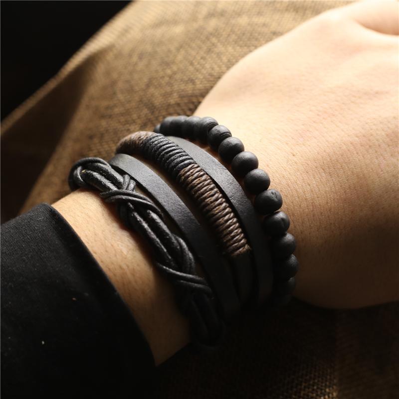 New Punk Handmade Woven Wood Beads Leather Men Bracelets Women Femme Homme Male Gift Jewelry Freely Shipping 3 Pcs/set
New Punk Handmade Woven Wood Beads Leather Men Bracelets Women Femme Homme Male Gift Jewelry Freely Shipping 3 Pcs/set