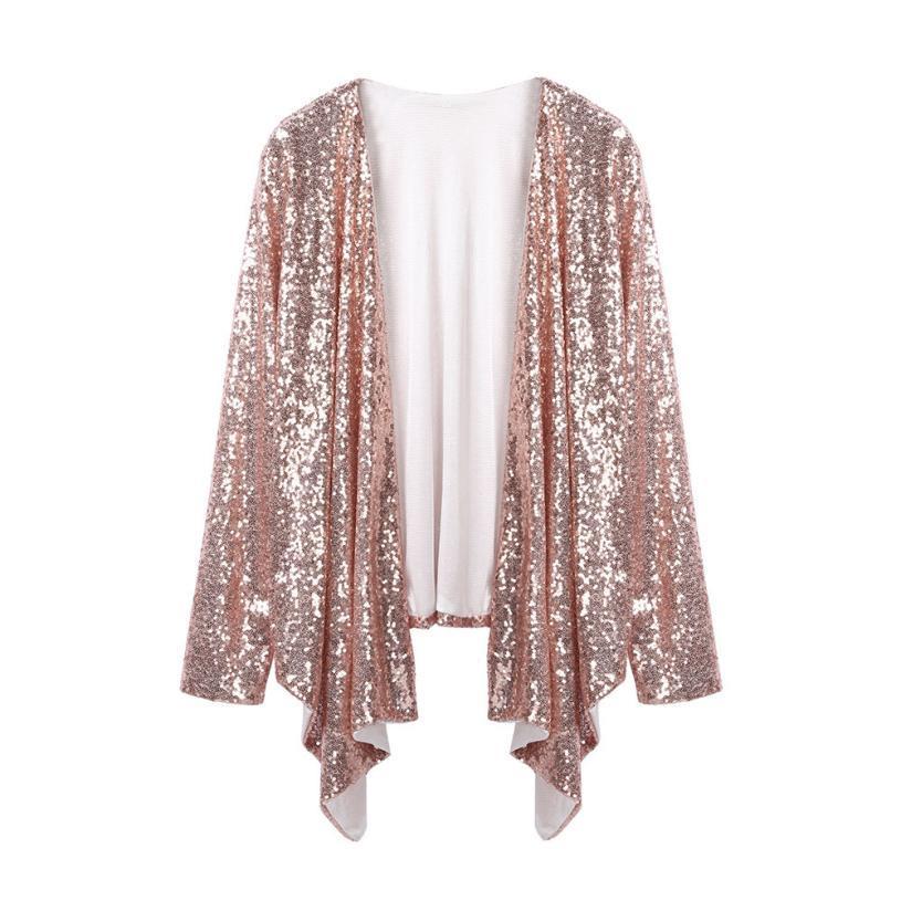 2019 Cardigan Women Long Sleeve Solid Sequined Irregular Cardigan Tops Cover Up Blouse 2018 Spring fashion girl jacket VB7 T200114