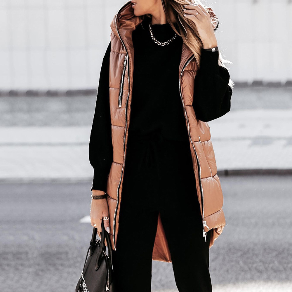 Ultra Light Winter Coat Jacket For Women Sleeveless Zipper Pocket Warm Thick Parka Outerwear Ladies Overcoats Waterproof D30 201201