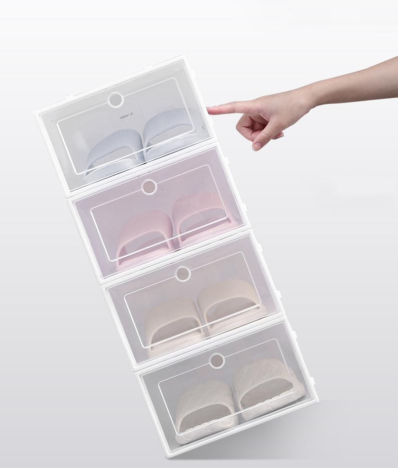Thicken Clear Plastic Shoe Box Dustproof Shoe Storage Box Flip Transparent Shoe Boxes Candy Color Stackable Shoes Organizer Box 6 5511129
