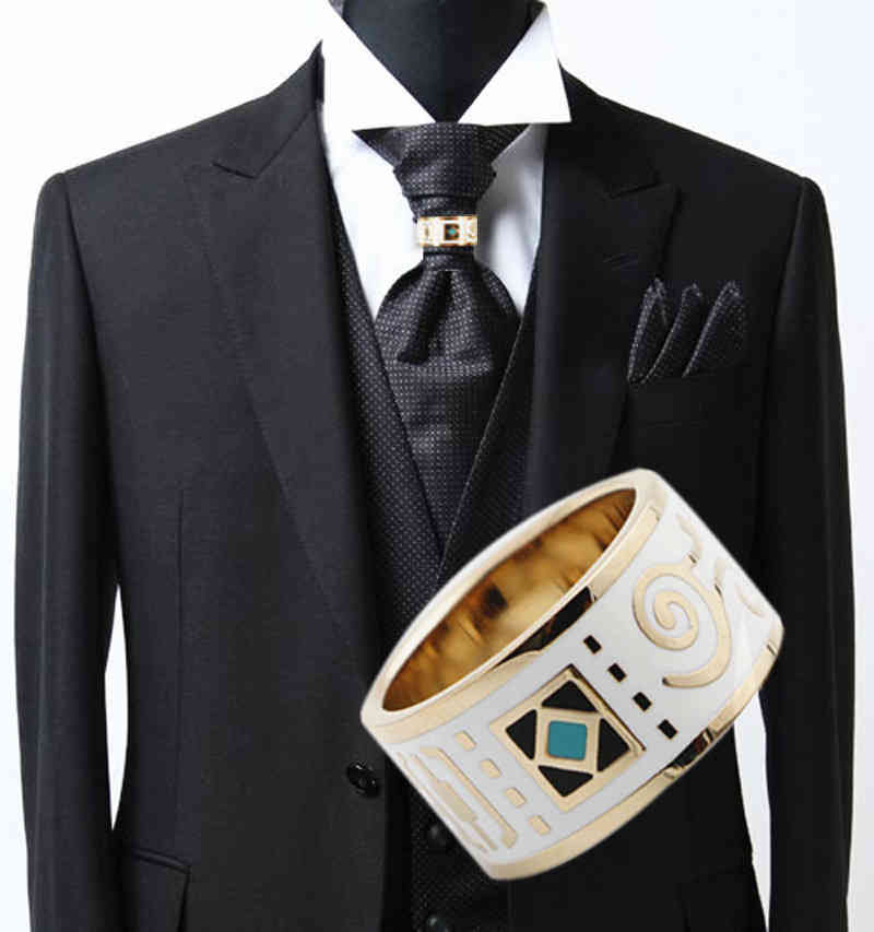 Corbata Scarf Necktie Tie Hoop Men's Wedding Photo Trip Photography Bridegroom's Counter Ring