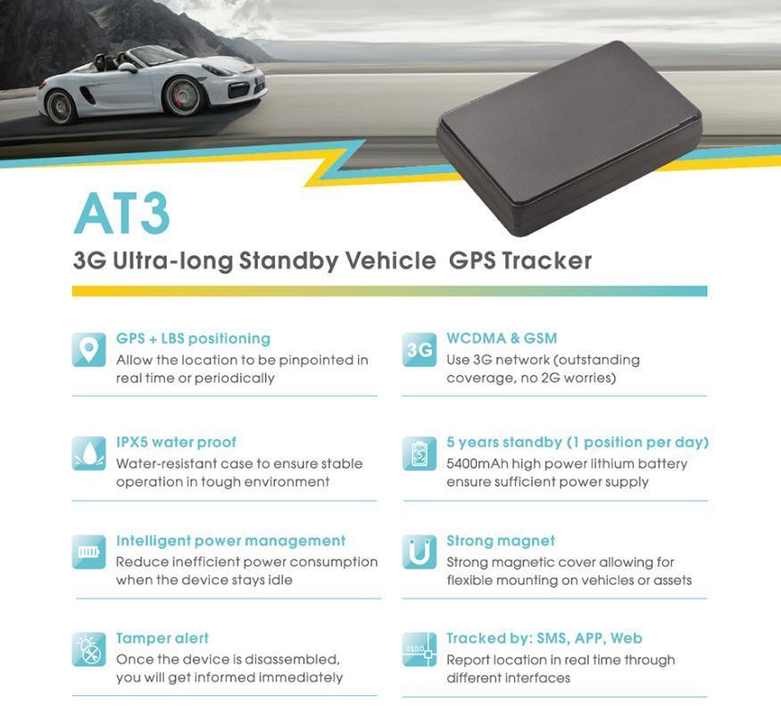 3G Ultra-long Standby Asset GPS Tracker AT3 5400mAh with Powerful Magnet IPX5 Waterproof Real-time Tracking Device Tamper alert1
3G Ultra-long Standby Asset GPS Tracker AT3 5400mAh with Powerful Magnet IPX5 Waterproof Real-time Tracking Device Tamper alert1