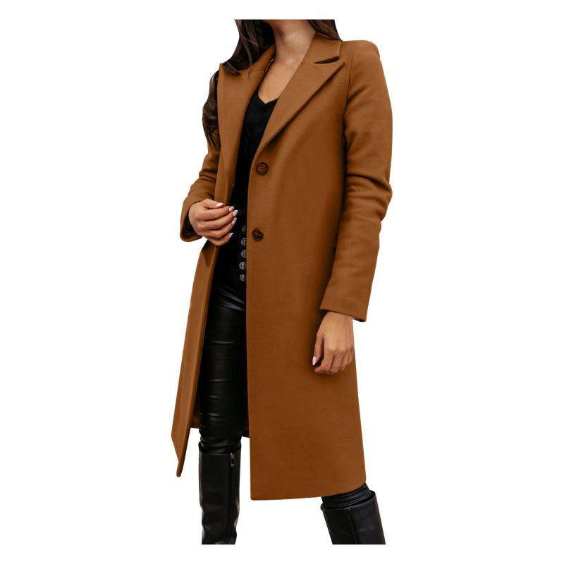 2021 Autumn Winter Wool Coat Women Lapel Windbreaker Coat Fashion Ladies Jacket Female Outwear Long Overcoat Manteau Femme Hiver