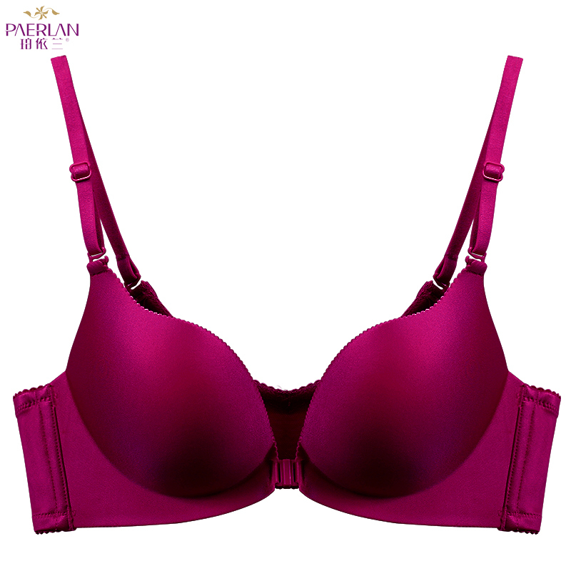 PAERLAN Wireless front button female Seamless bra summer sexy a piece glossy seamless push up Solid underwear Women Wire Free 201202