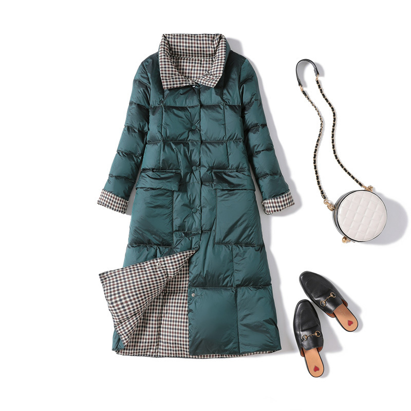 New Winter Women Double Sided Long Down Jacket Winter Turtleneck White Duck Down Coat Female Warm Slim Parkas Snow Outerwea 201019