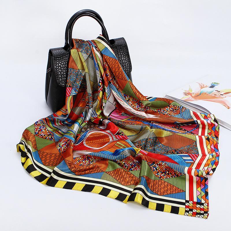 90*90cm Silk Scarf Women Small Soft Squares Decorative Head Scarf Multicolor Stripe Print Kerchief Neck Wrap1
90*90cm Silk Scarf Women Small Soft Squares Decorative Head Scarf Multicolor Stripe Print Kerchief Neck Wrap1