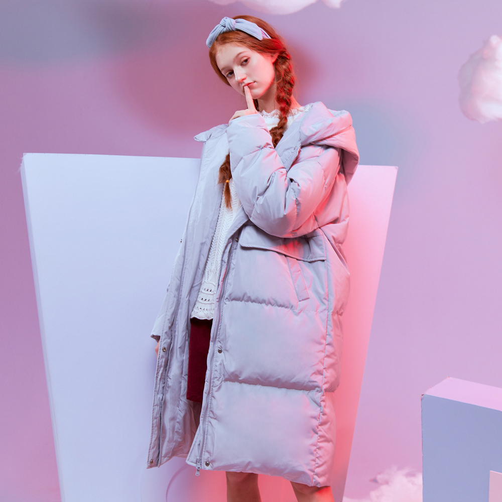 Metersbonwe New Long Warm Down Coats Over the knee Women Winter Warm 80% Gray Duck Down Hooded Female Coat Winter trend Outwear LJ201127