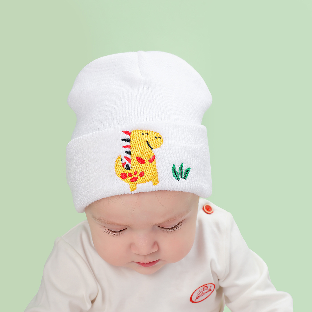 Dinosaur embroidery New Baby Hat winter hat Baby Hat for Boys Girls Knitted Cap Winter Warm Solid Color Children cap