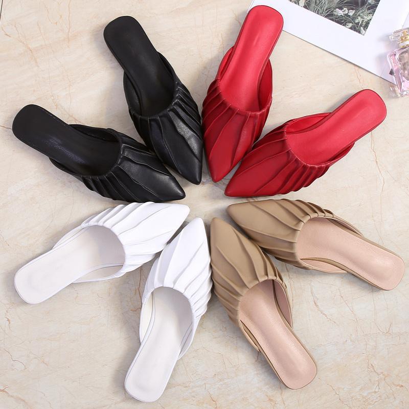 2020 New Korean version pleated flat outside slippers pointed shoes for women Mill shoes1, As-pic 
2020 New Korean version pleated flat outside slippers pointed shoes for women Mill shoes1, As-pic