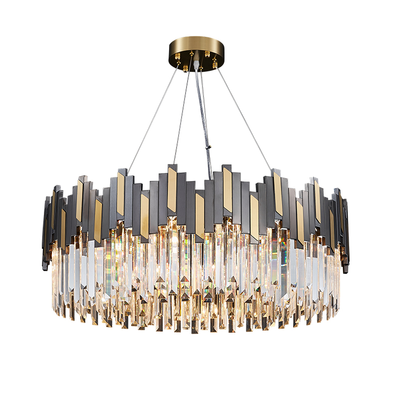 Stainless Steel Pendant Lights Crystal Hanging Lamp Contemporary Fashion Luxury Round Lustre For Hotel Lobby Villa Art Decoration