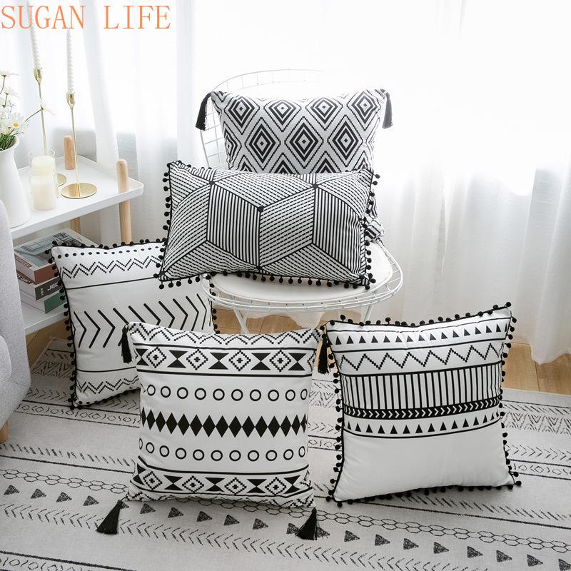 Simple Decorative Cushion Cover White Black Rectangle Pillow Cover Soft 45x45cm 30x50cm Simple Geometric Pom Pom Ball Fringe
Simple Decorative Cushion Cover White Black Rectangle Pillow Cover Soft 45x45cm 30x50cm Simple Geometric Pom Pom Ball Fringe