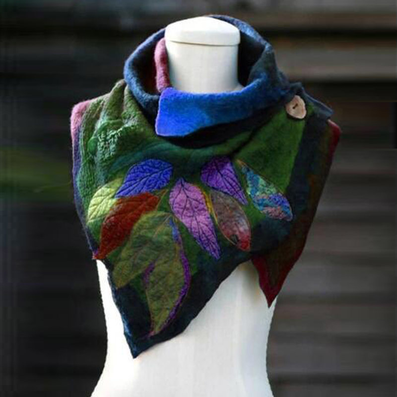 Ladies Scarf Women Vintage Floral Elegant Warm Shawls Fashion Women Scarve Printing Button Soft Wrap Streetwear Personality 201026
