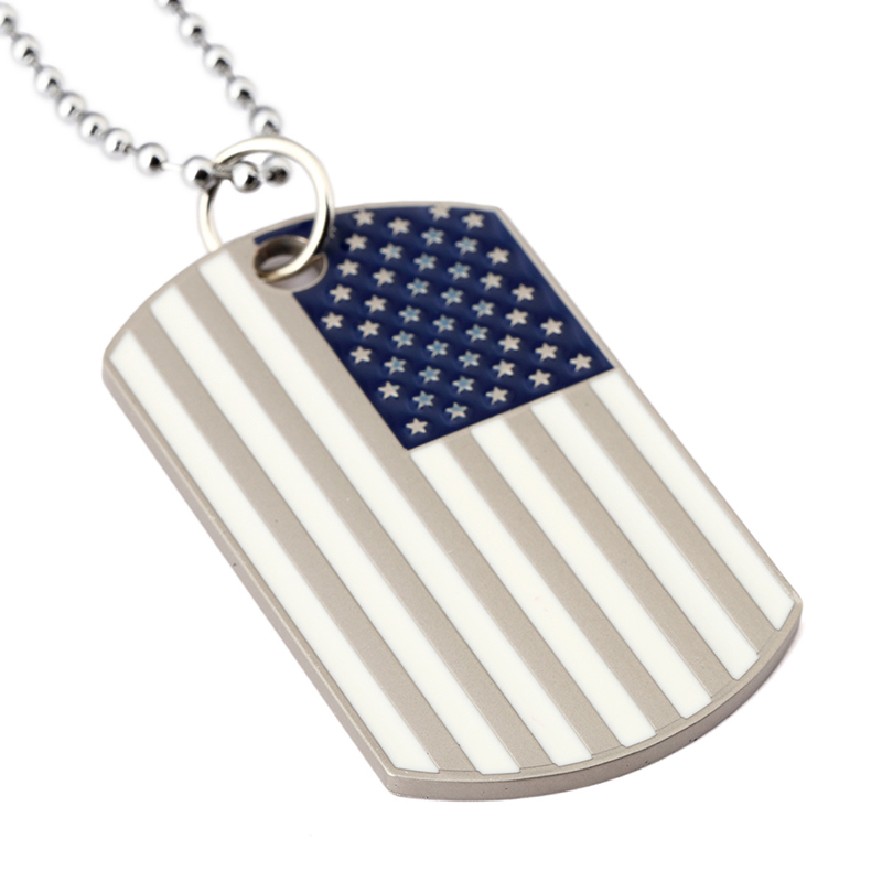 Fashion Stainless Steel Military Tag Trendy USA Symbol American Flag Pendants Necklaces Party Decoration Necklace Creative Gift