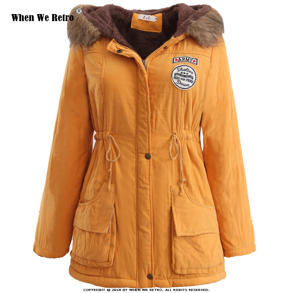 When We Retro Womens Parka Casual Outwear Autumn Winter Thick Warm Hooded Jackets Coat Plus Size 3xl Slim Women's Jackets QY0611 T200114