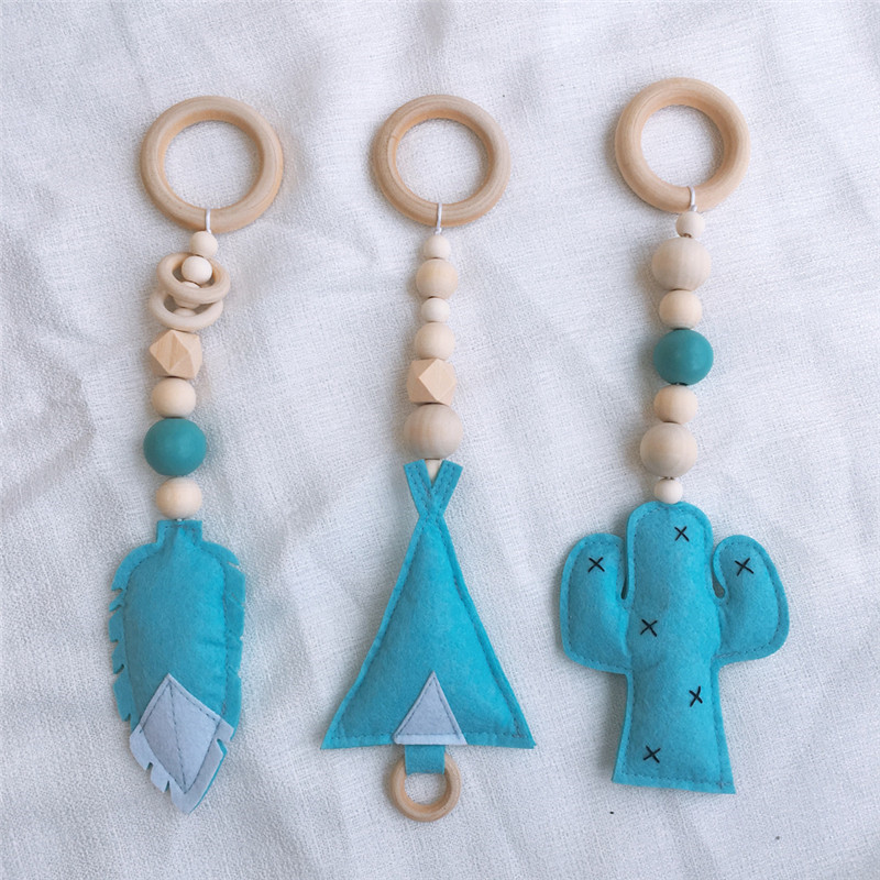 Newborn Baby Play Gym Toys Wood Stroller Toys Baby Hanging Wooden Beads Infant Crib Mobile Toys for Kids Nursery Tent Decoration LJ201113