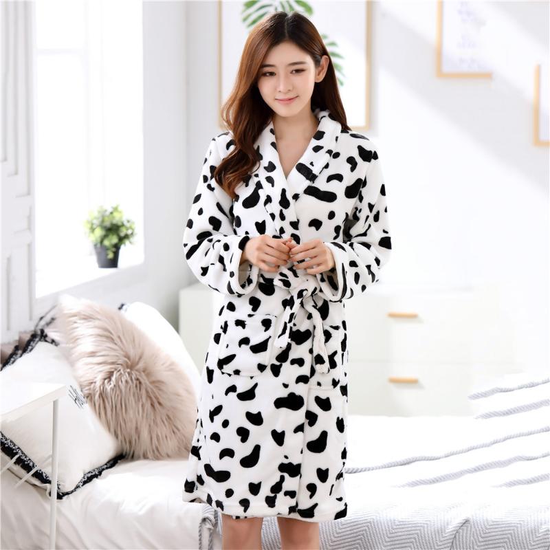 Print Black And White Cow Female Robe Home Clothing Nightwear Solid Colour Kimono Bathrobe Gown Winter Warm Home Dressing Gown, 21
Print Black And White Cow Female Robe Home Clothing Nightwear Solid Colour Kimono Bathrobe Gown Winter Warm Home Dressing Gown, 21