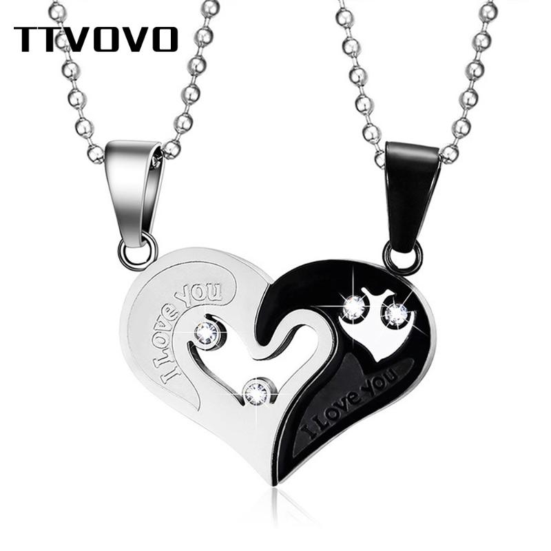 TTVOVO 2Pcs/Lots Love Heart Couple Necklace Pendant for Women Men "I Love You" Stainless Steel CZ Puzzle Matching Lover Jewelry
TTVOVO 2Pcs/Lots Love Heart Couple Necklace Pendant for Women Men "I Love You" Stainless Steel CZ Puzzle Matching Lover Jewelry