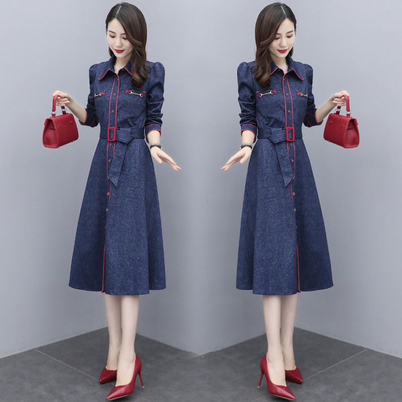 Casual Autumn Dressed 2021 New Vintage Korean Style Female Temperament Single-breasted Dress Dress-up Longsleeve R490 9m8w, Denim blue.
Casual Autumn Dressed 2021 New Vintage Korean Style Female Temperament Single-breasted Dress Dress-up Longsleeve R490 9m8w, Denim blue.